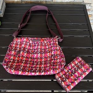LIGHTLY USED VERA BRADLEY SHOULDER/CROSSBODY BAG WITH MATCHING WALLET